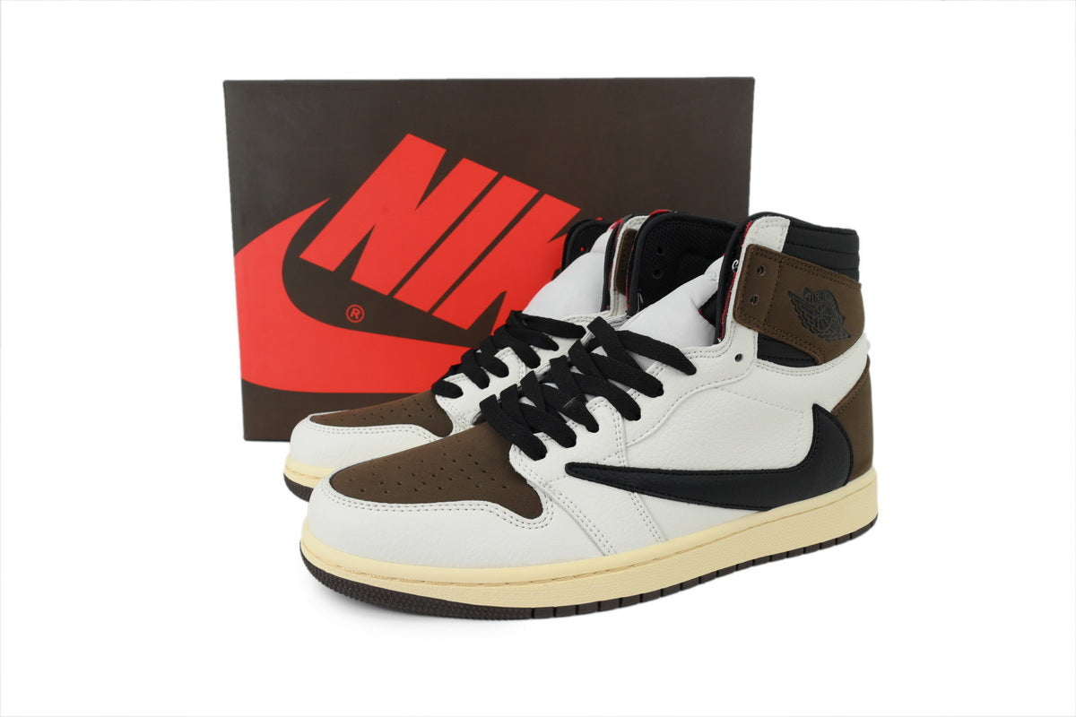 Air Jordan 1 Reverse Swoosh High Top Brown and white