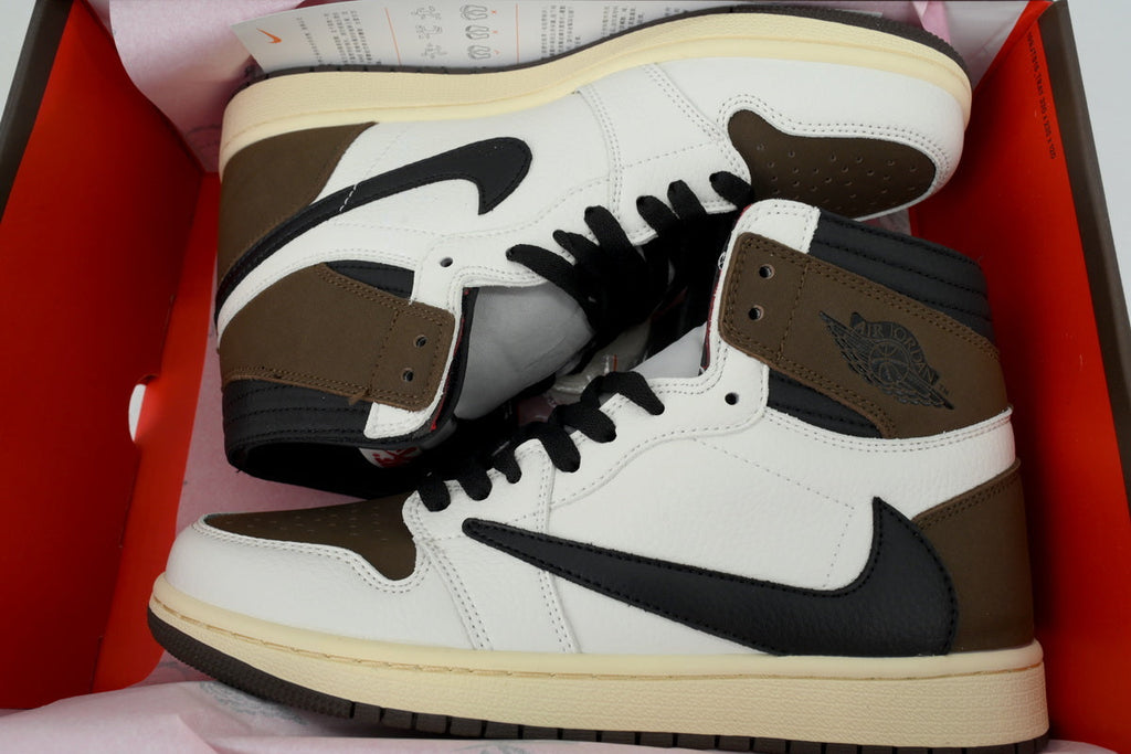 Air Jordan 1 Reverse Swoosh High Top Brown and white