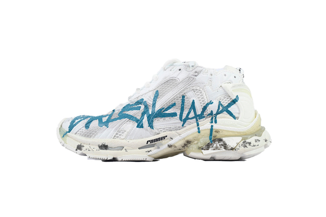Balenciaga Runner Sneaker Graffiti White Blue