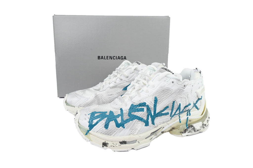 Balenciaga Runner Sneaker Graffiti White Blue