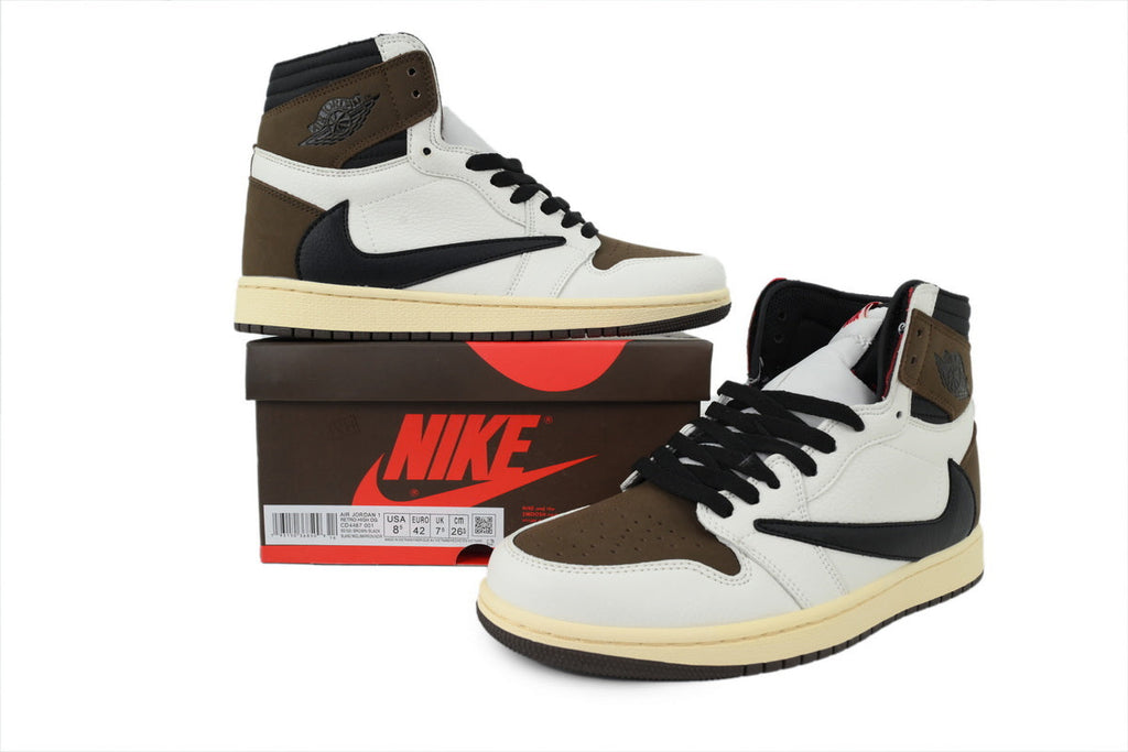 Air Jordan 1 Reverse Swoosh High Top Brown and white
